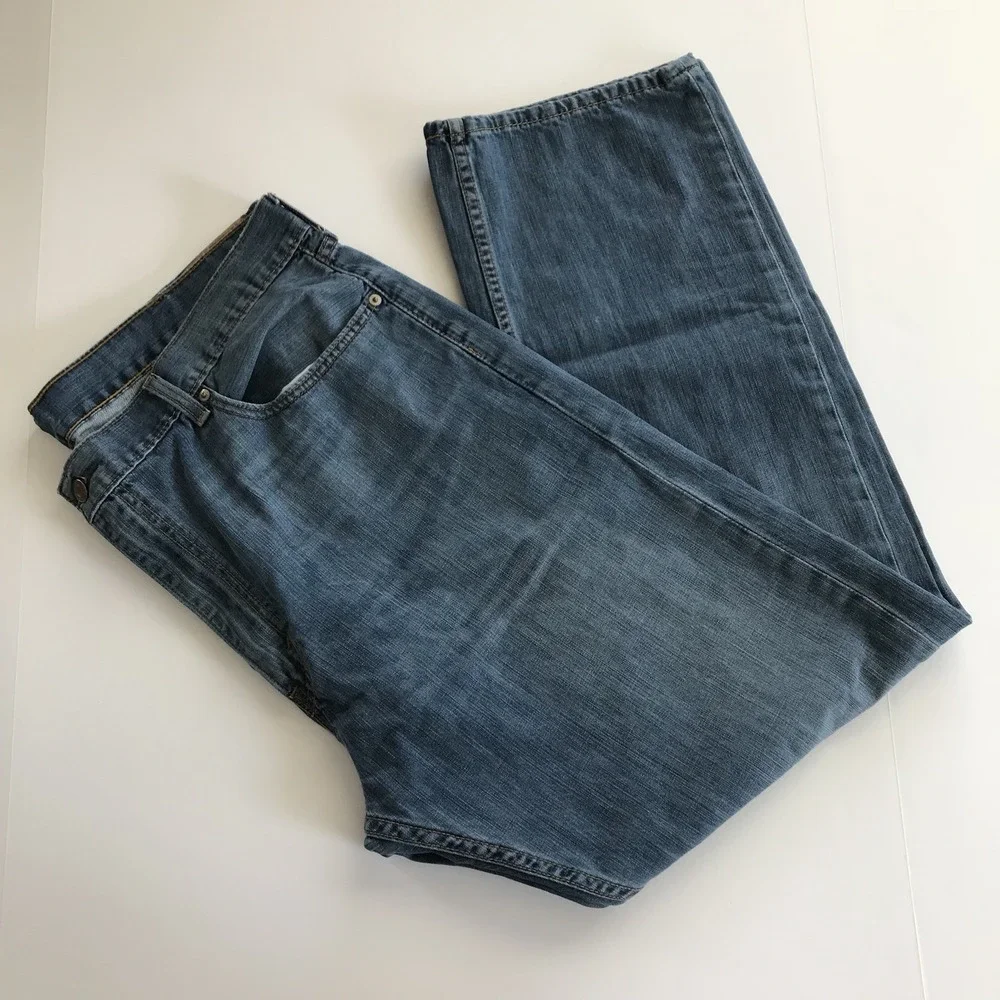 Levi's Mens‎ Jeans Sz 42x32 Medium Wash Solid Blue Jean Style 505 100% Cotton